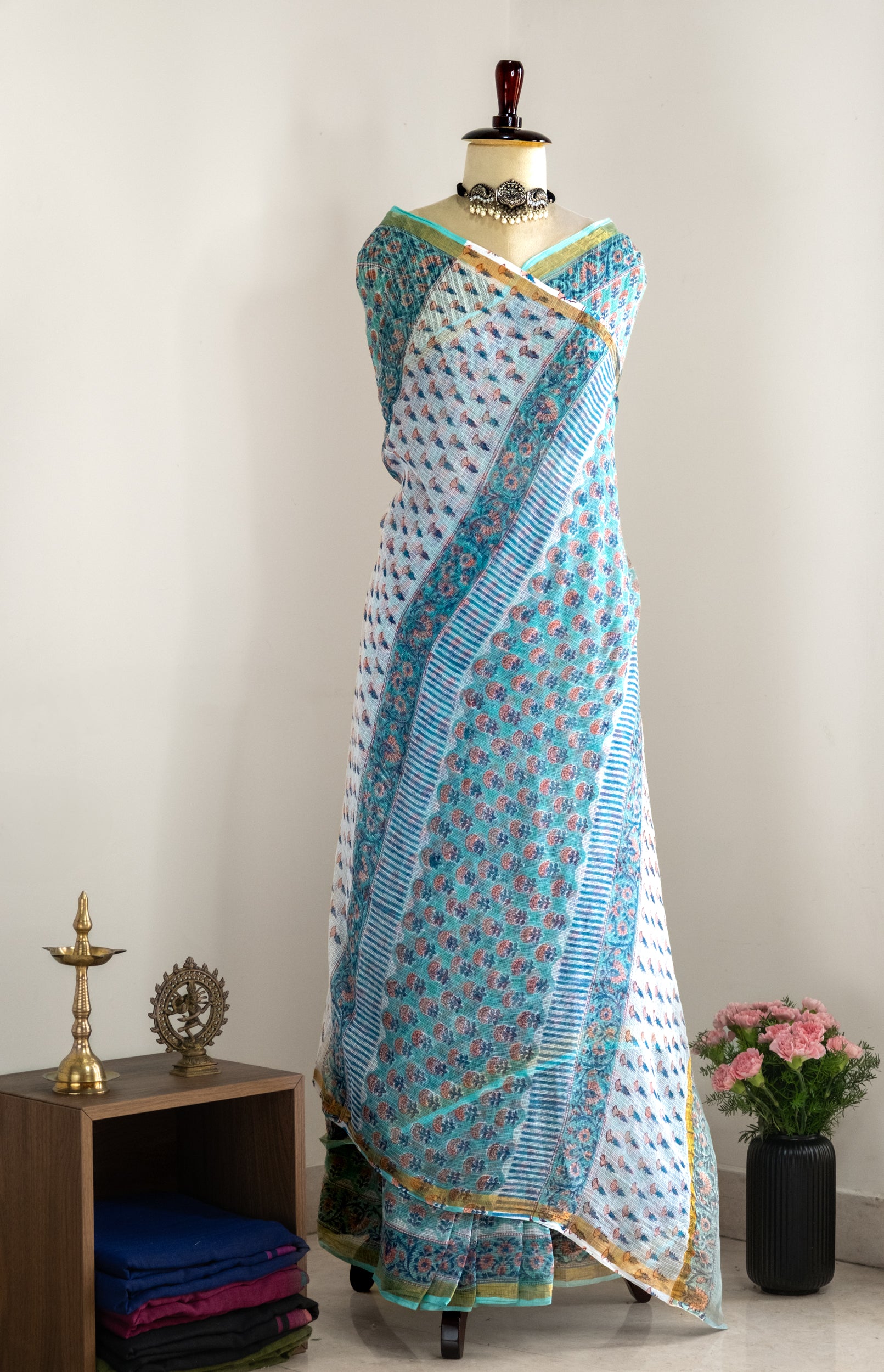 Phool Hand block Kota Doria Saree- Nazaakat