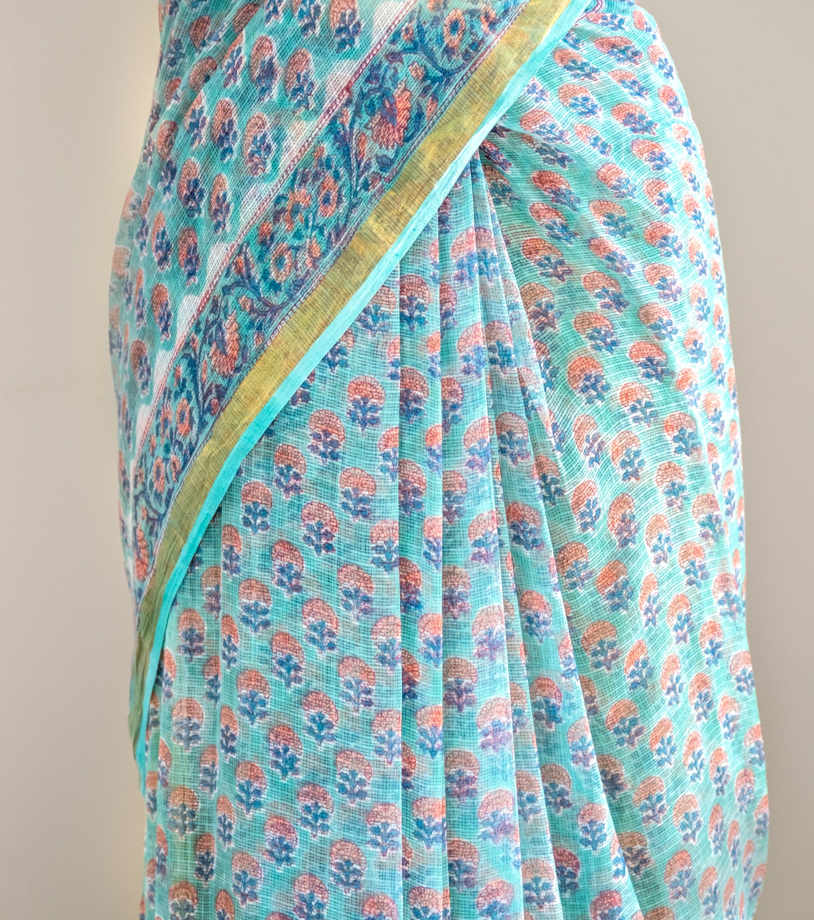 Phool Hand block Kota Doria Saree- Nazaakat