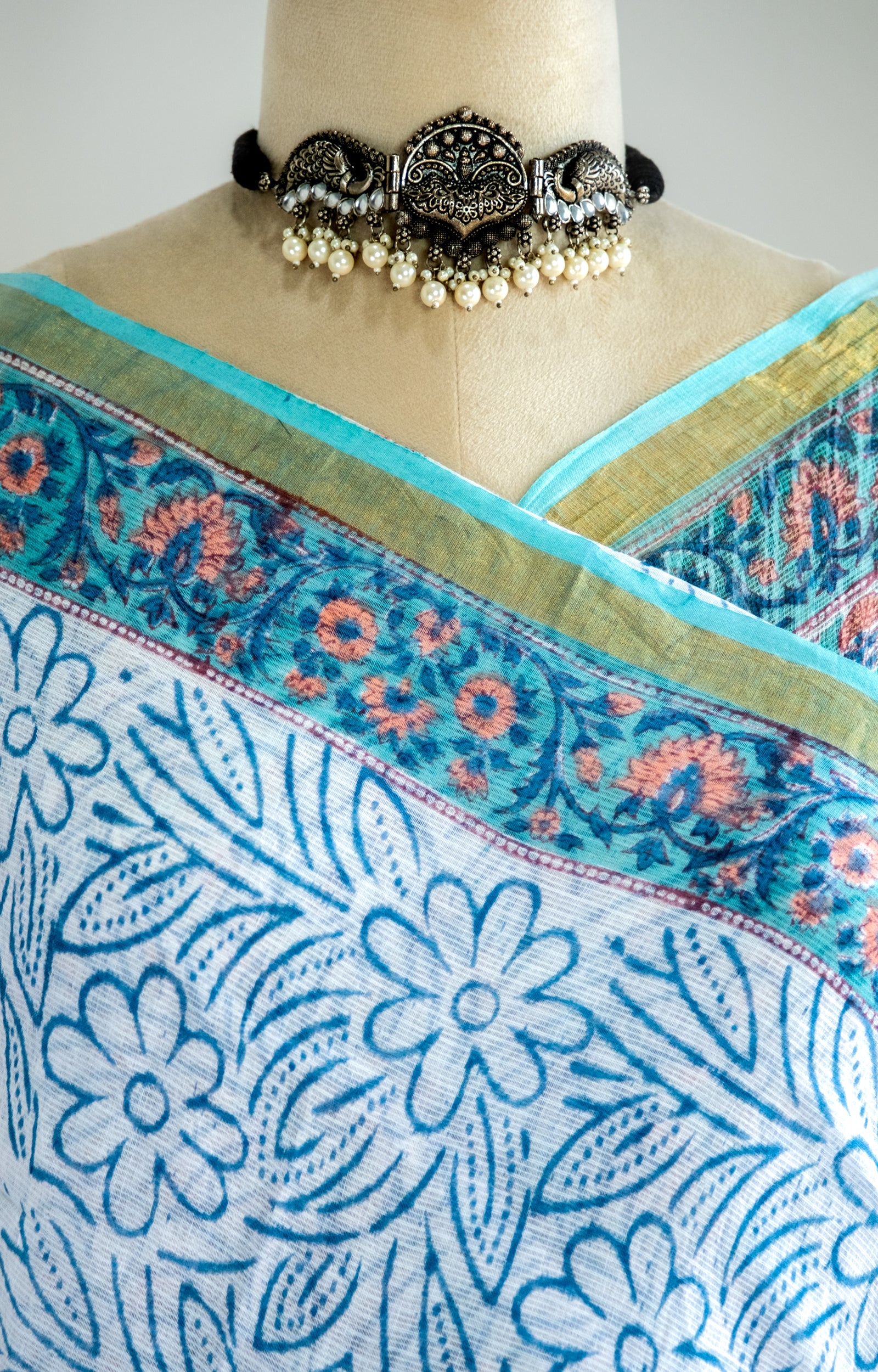Phool Hand block Kota Doria Saree- Nazaakat