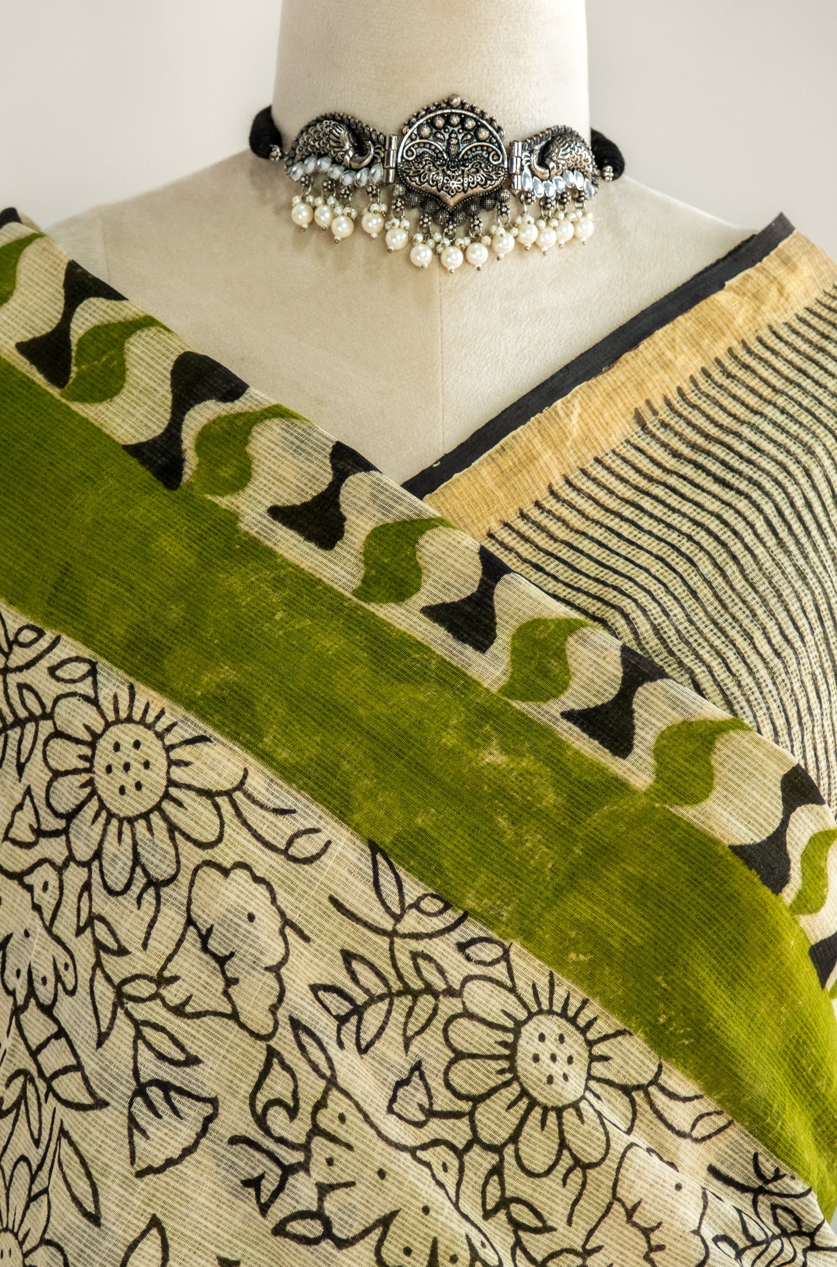 Dhari Hand block Kota Doria Saree- Nazaakat