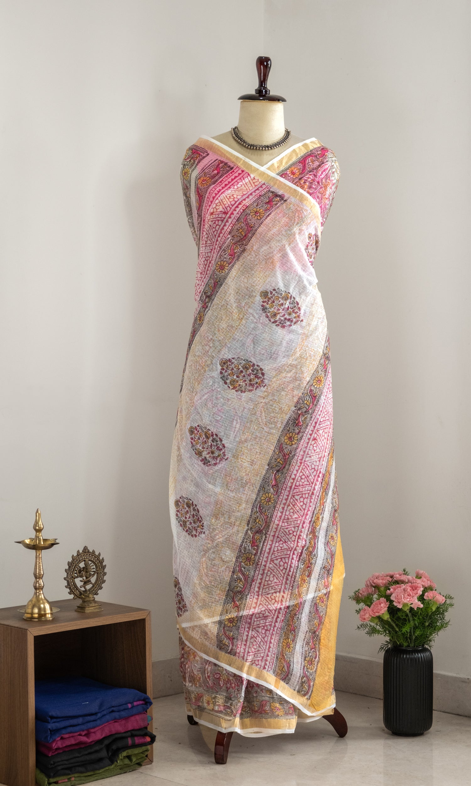 Reshami Hand block Kota Doria Saree- Nazaakat