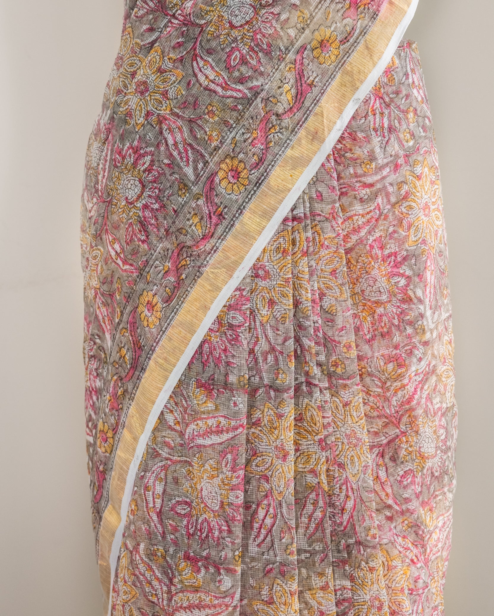Reshami Hand block Kota Doria Saree- Nazaakat