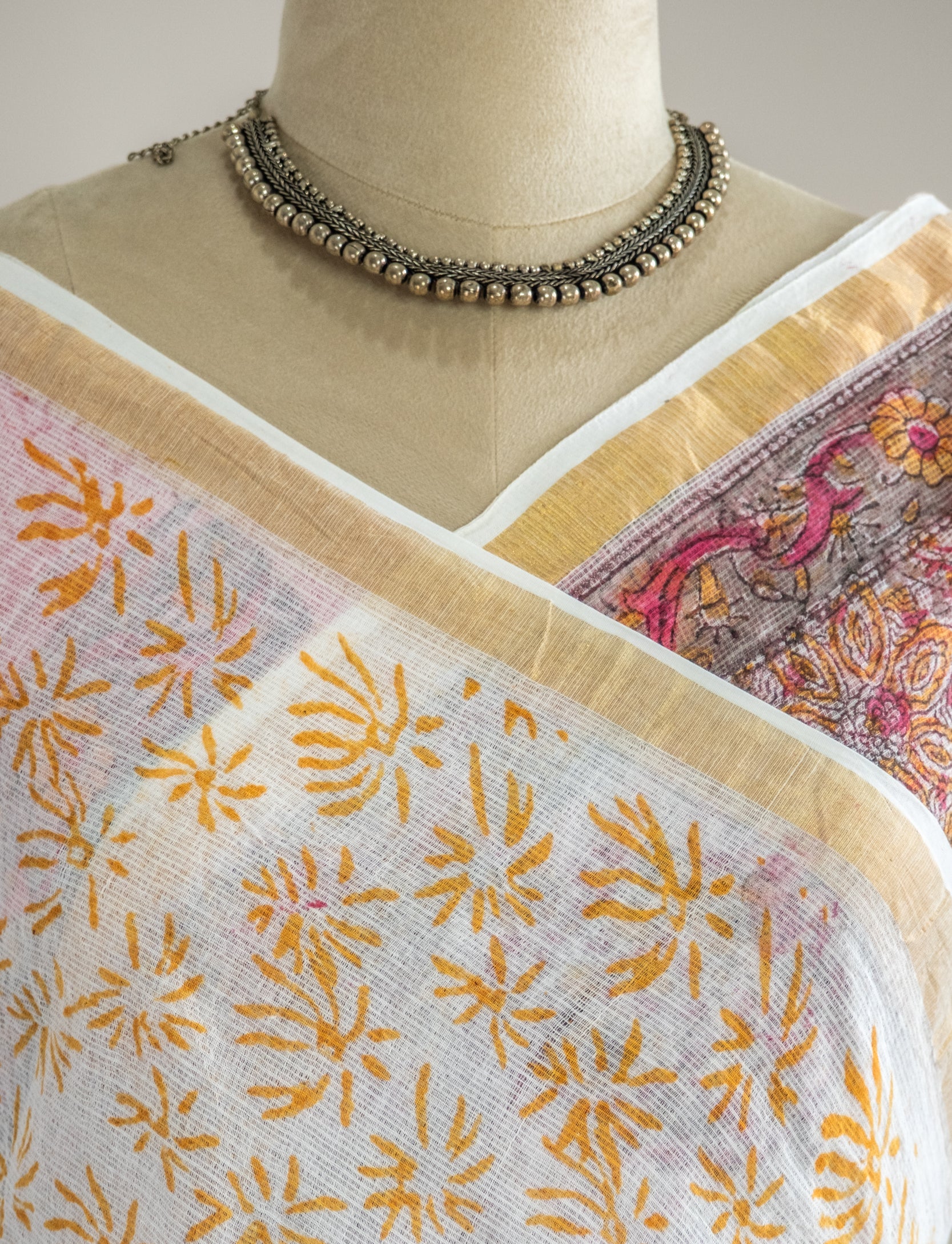 Reshami Hand block Kota Doria Saree- Nazaakat