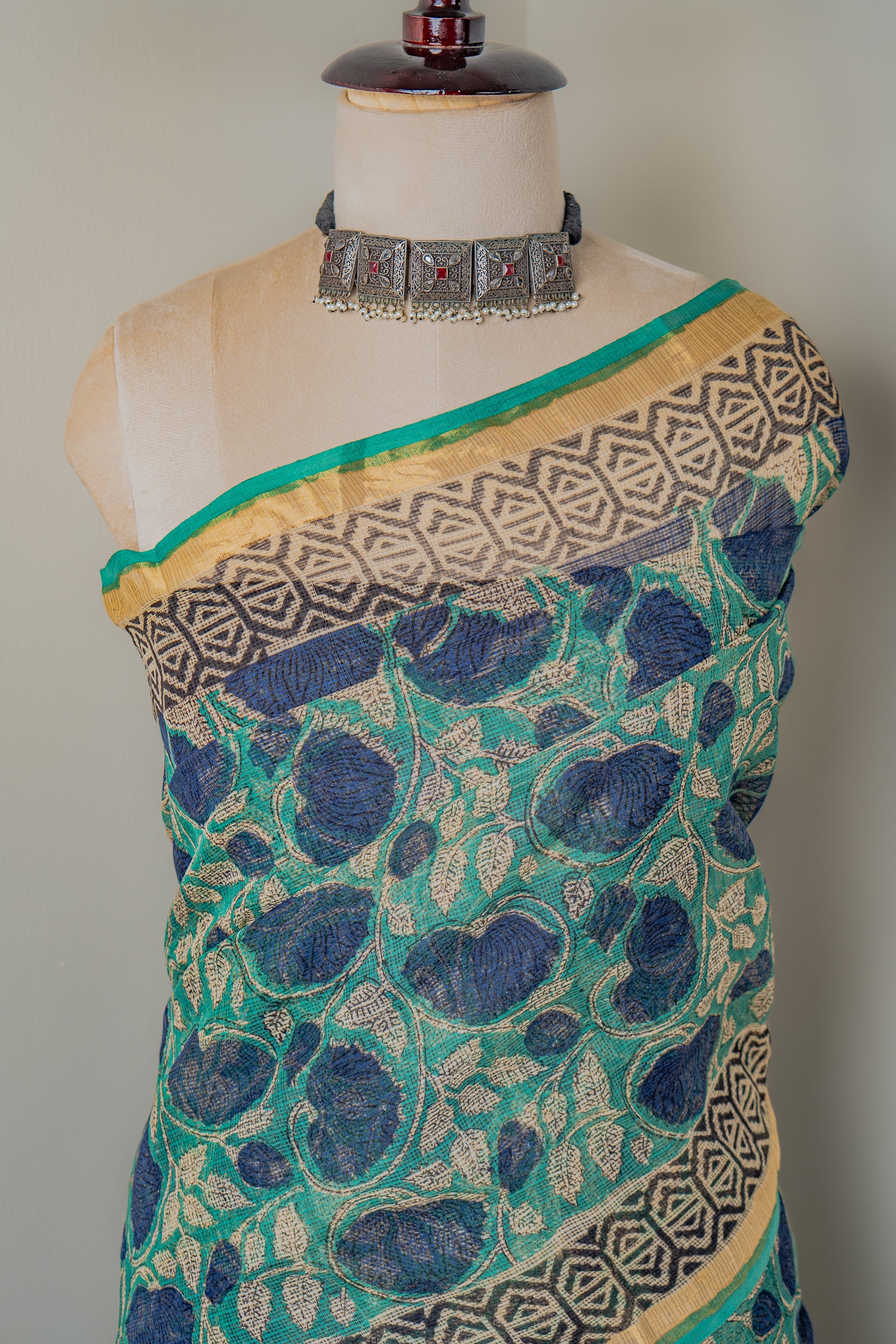 Neel Hand block Kota Doria Saree- Nazaakat