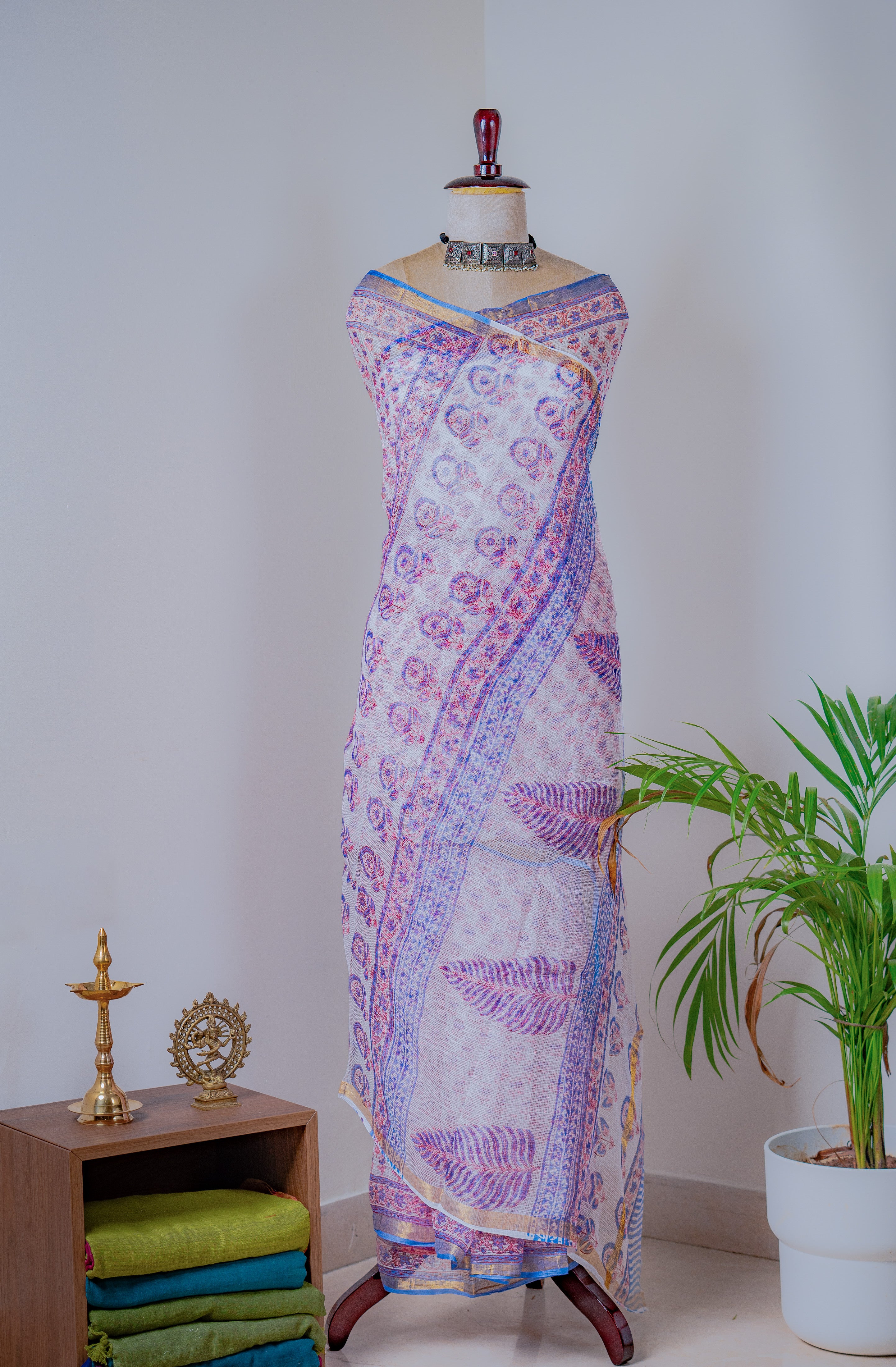 Gulabi Hand block Kota Doria Saree- Nazaakat