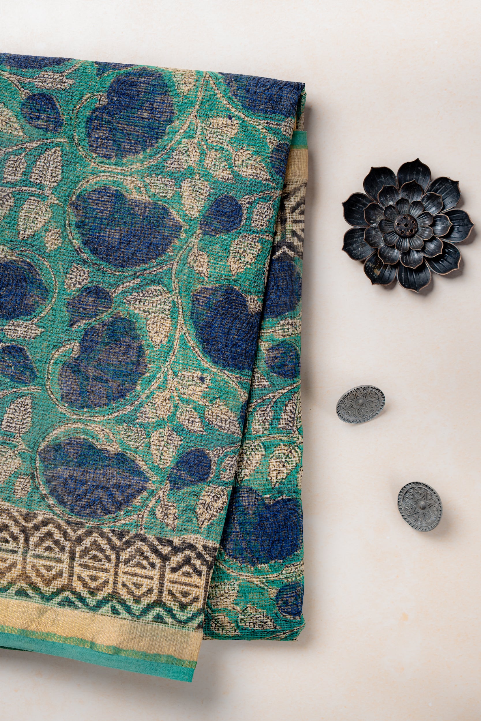 Neel Hand block Kota Doria Saree- Nazaakat
