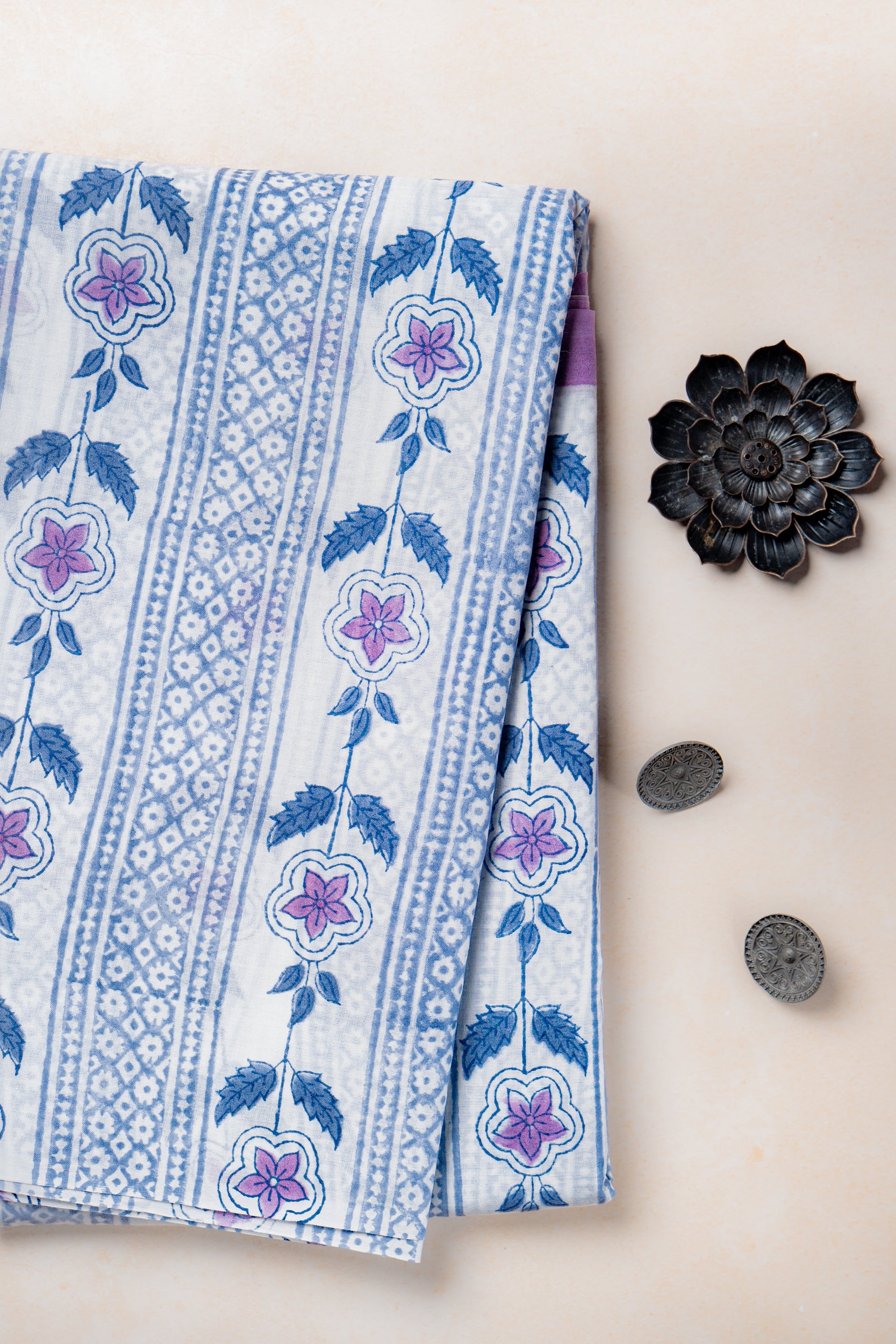 Bindu Hand block Mul cotton Saree- Sanjh