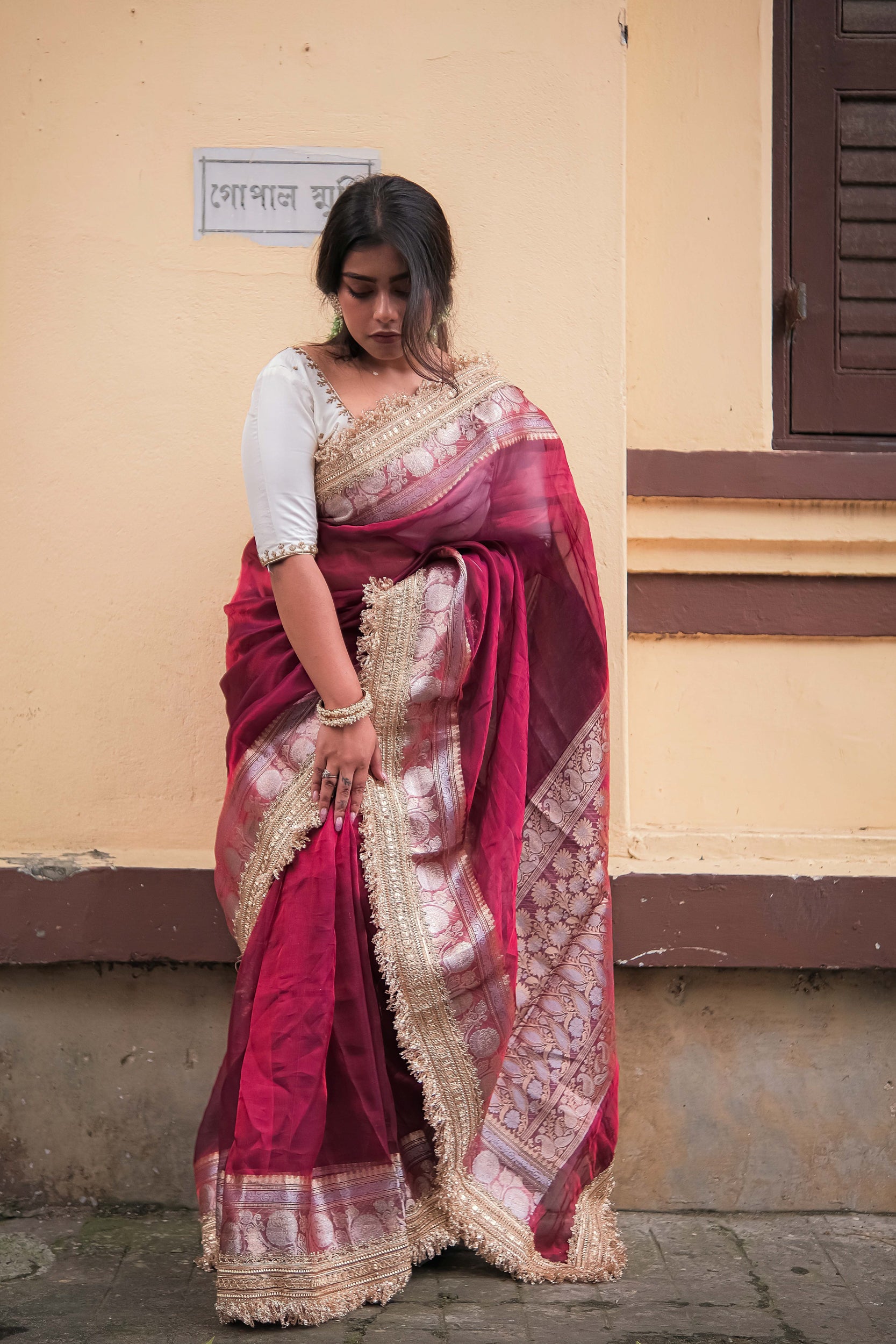 Sanjh Tissue Saree- Jagmag