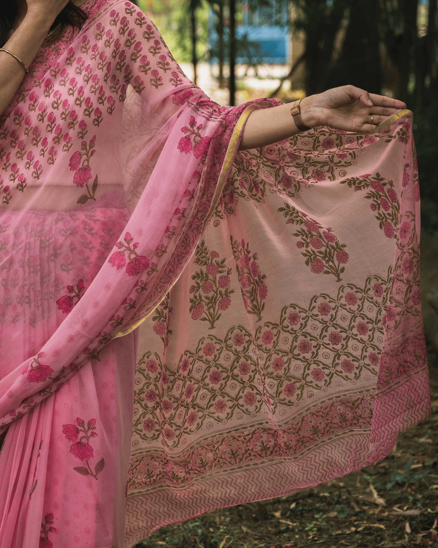 Śatapatrī (शतपत्री) Chiffon Saree